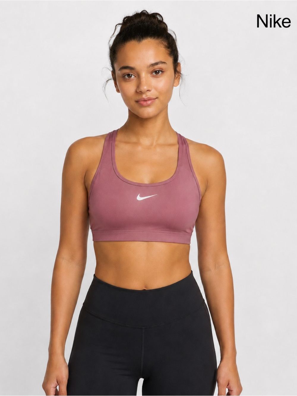 Nike Swoosh Dri-FIT Padded Racerback Sports Bra Mauve Pink XL NWOT